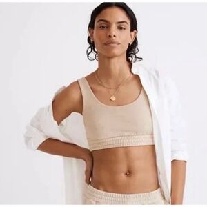 Madewell MWL Sweatshirt Bralette Womens Medium Tan Khaki Square Neck
